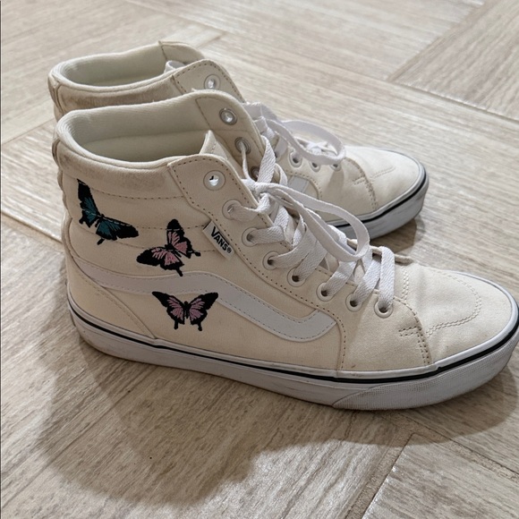 Vans Women's High-Top Sneakers - Cream with Butterfly Accents - Picture 4 of 6